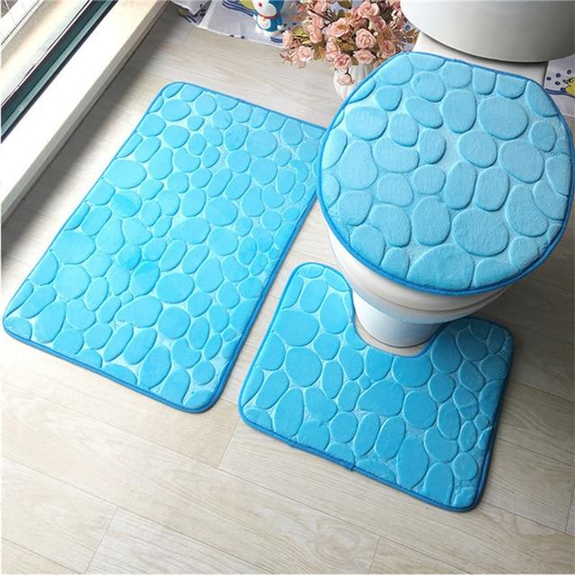 3Pcs Anti-Slip Bathroom Mat Set