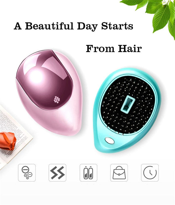 Portable Electric Hair Ionic Brush & Hair Straightener Brush
